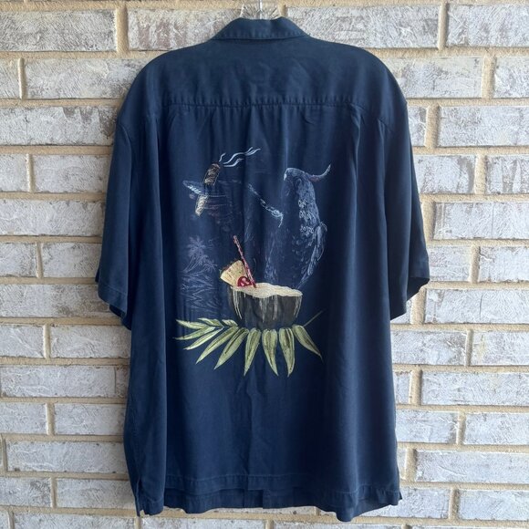 Caribbean Short Sleeve Button Up Collared Parrot Graphic Back Shirt Size XL - Picture 2 of 7